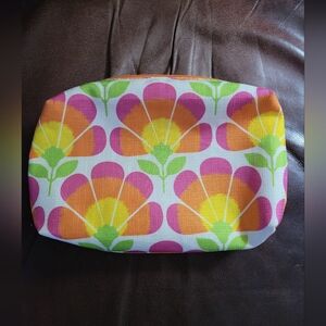 Clinique Makeup Bag Orange Pink Yellow Flowers Design 10 X 8